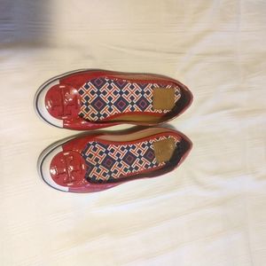 Tory Burch red leather flats